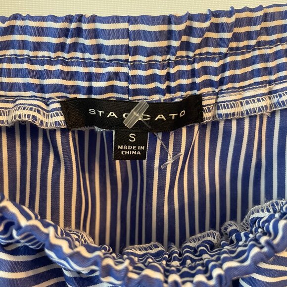 Staccato Off Shoulder Nautical Striped Top Blue White Small - Picture 4 of 6